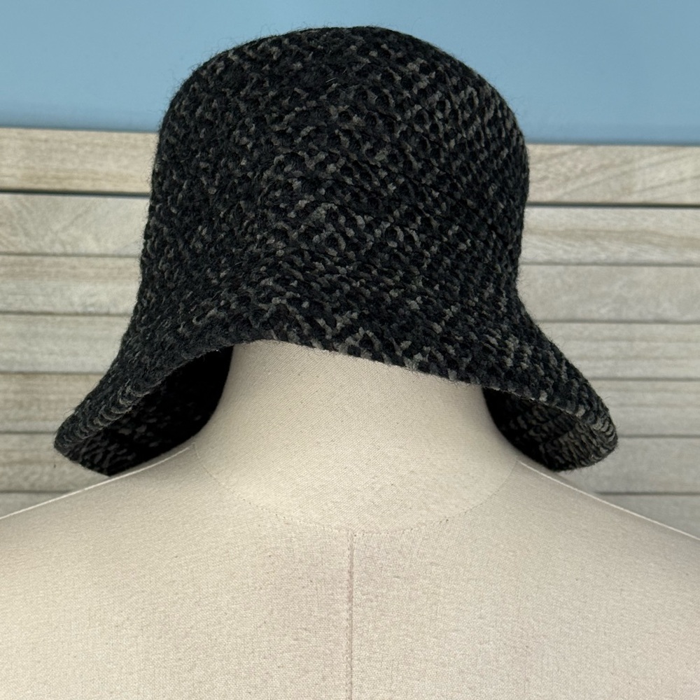TALBOTS Women's Woven Tweed Bucket Hat Black/Gray-OS